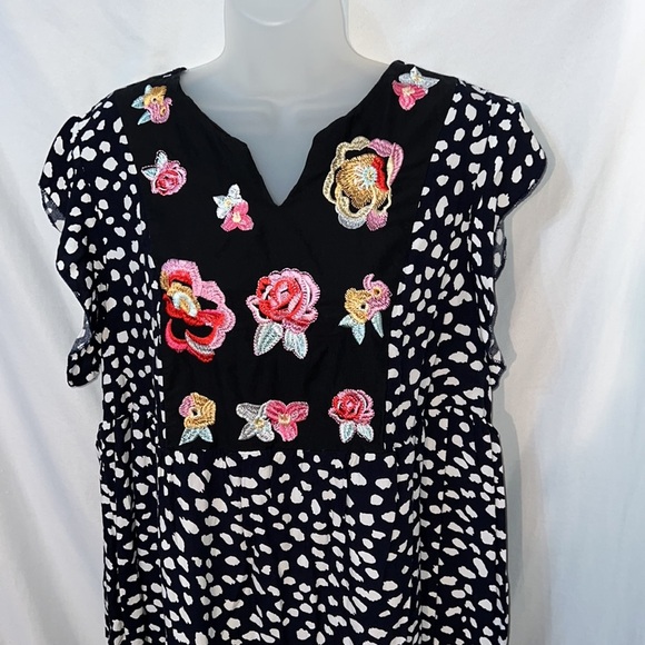 Kirundo Floral Embroidered Midi Dress Size XL Navy and White - Picture 2 of 9